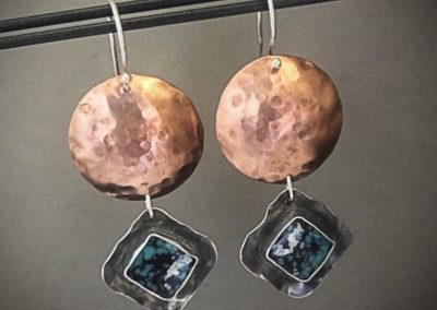 Sterling, Copper & Tibetan Turquoise Earrings