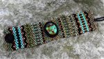 Handwoven Turquoise Cabochon Tapestry Bracelet Cuff