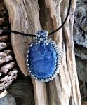 Sodalite Cabochon Pendant Necklace with Beaded Bale