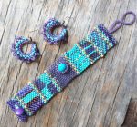 Turquoise Cabochon Hand Woven Tapestry Bracelet